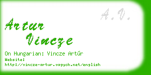 artur vincze business card